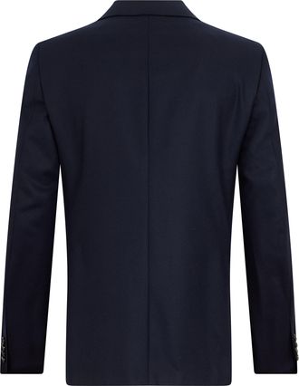 Canali Mens Single-Breasted Jacket Blue Wool-Silk Suit & Dinner