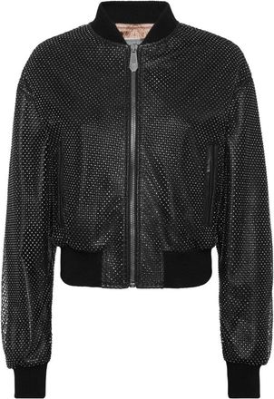 Philipp Plein Leren Bomberjack - Dames - Leren en Su&egrave;de Jassen - Zwart - S - Leer - Jassen