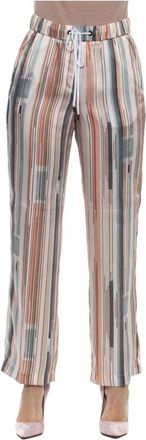 PESERICO Gestreepte Print Geweven Broek - Dames - Straight fit broeken - Veelkleurig - M - Broeken
