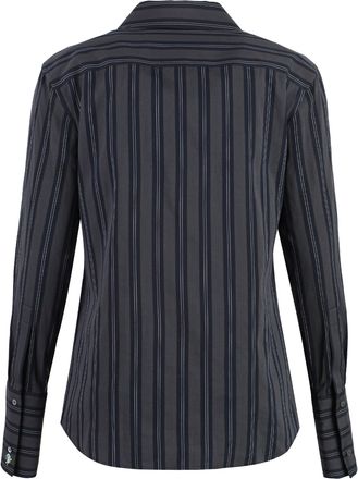 Tory Burch Womens Shirt Striped Cotton Grey