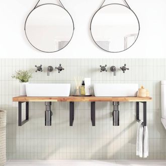 Berkfield Home Bathroom Vanity Top Untreated 140x60x4 cm Solid Wood Acacia in Brown | Size: 140 x 60 x 4 cm