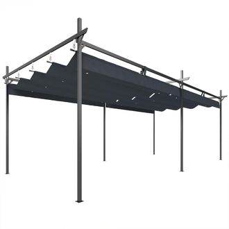OUTSUNNY P&eacute;rgola de jard&iacute;n 588x297x230 cm gris oscuro