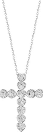 Sphera Milano CZ Heart Cross Necklace in Silver at Nordstrom Rack