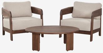 Sklum Conjunto De Jard&iacute;n Con 2 Sillones Y Mesa De Centro En Madera De Acacia Uleno Sklum