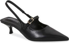 Berness Corrie Pointed Toe Buckle Slingback Kitten Heel Pump in Black at Nordstrom Rack, Size 7.5
