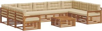 vidaXL Conjunto De Sof&aacute;s De Exterior 10 Uds. Natural Y Beige Vidaxl