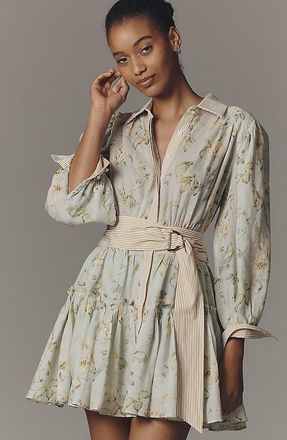 En Saison Rylee Long-Sleeve Belted Shirt Dress