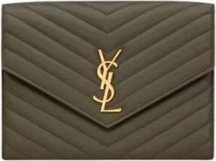 Saint Laurent Cassandre Flap Pouch - Dames - Clutches - Groen - ONE Size - Leer - Tassen