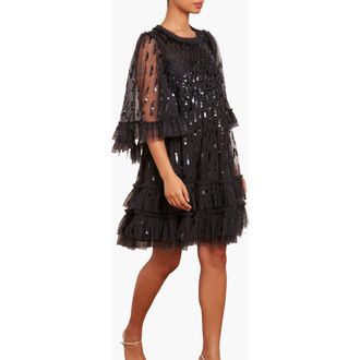Needle & Thread Sequin Dash Mini Dress in Graphite at Nordstrom, Size 20