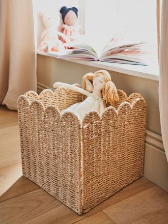 Vertbaudet Kinderzimmer Aufbewahrungskorb aus Pflanzenfaser FESTON beige