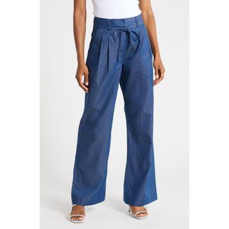 Derek Lam Felicity Tie Wide Leg Pants in Deep Blue at Nordstrom Rack, Size 12