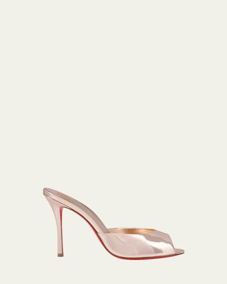 Christian Louboutin 100mm Me Dolly Metallic Leather Slide Sandals