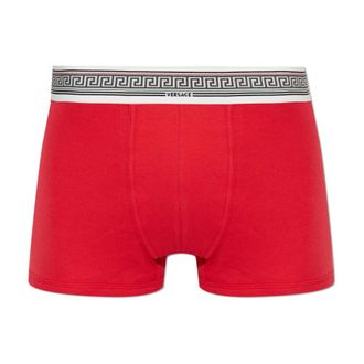 Versace Bottoms, male, Red, Size: 2XL Ribbed Cotton-Jersey Trunks