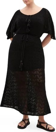 City Chic Cassie Open Stitch Dress in Black at Nordstrom, Size Xxxs