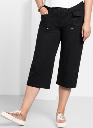 Sheego 3/4-Hose SHEEGO, Damen, Gr. 40, Normalgr&ouml;ssen, schwarz, 97% Baumwolle, 3% Elasthan, unifarben, Hosen 3/4-Hose