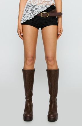 Princess Polly Think Fast Ruffle Lace Micro Shorts in Black at Nordstrom, Size 10