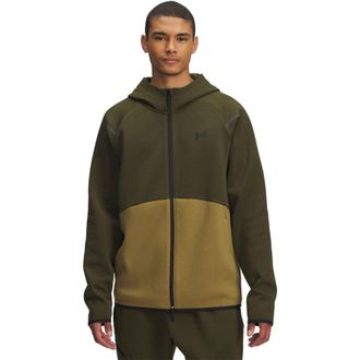 Under Armour Mens Unstoppable Hooded Ribbed Cuff Sweat Jacket in Green - Size X-Large