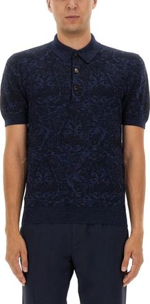Etro Blue Shirt Collar Polo