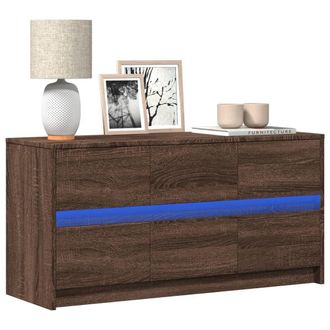 Berkfield Home TV Cabinet with LED Brown Oak 100x34x50 cm Engineered Wood | Size: 100 x 34 x 50 cm