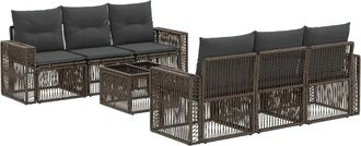 vidaXL Conjunto De Sof&aacute;s De Jard&iacute;n 7 Uds. Gris Rat&aacute;n Sint&eacute;tico Vidaxl
