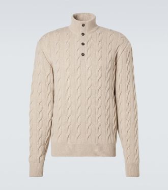 Ralph Lauren Purple Label Cable-knit cashmere turtleneck sweater