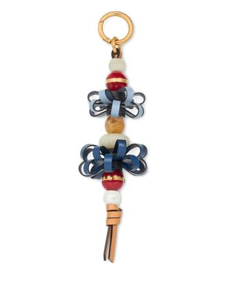 Etro flowers-motif marbles leather bag charm - Blue