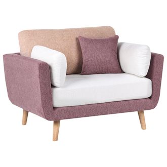 Beliani Sill&oacute;n Tapizado En Tela Con Reposabrazos Patas Macizas Cojines Adicionales Repelente Al Agua Rosa Bolga