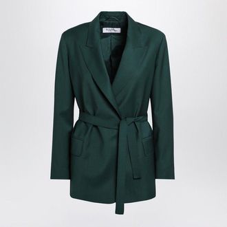 Max Mara Womens Green Wool Canvas Jacket With Belt - Dark Green - Size EU 34 (Womens)