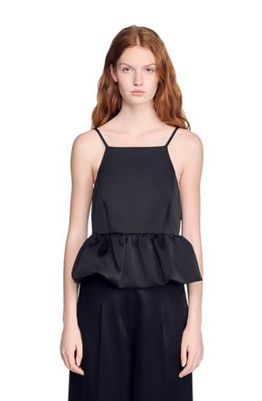 Sandro Ruffled crop top in Black at Nordstrom, Size X-Small