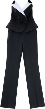 Karl Lagerfeld Studio Contrast Jumpsuit - Dames - Jumpsuits - Zwart - XS - Wol - Jumpsuits & Playsuits
