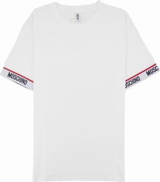 Moschino Mens Moschino Underwear Tape Cuff Sleeve T Shirt White 0001 - Size: 38