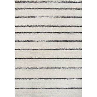 Jonathan Y Designs Williamsburg Minimalist Stripe Area Rug in Cream/black at Nordstrom, Size 2Ft 0In X 8Ft 0In