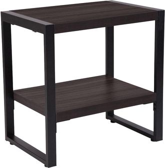 Flash Furniture Charcoal Wood Grain Finish End Table with Black Metal Frame