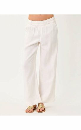 Lilly Pulitzer Mirabella Linen Palazzo Pants In Resort White