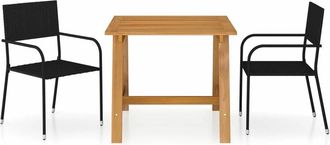 vidaXL Juego De Comedor De Jard&iacute;n 3 Piezas Negro Vidaxl