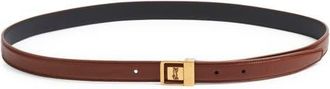 Saint Laurent La 66 Buckle Leather Belt in Wet Clay at Nordstrom, Size 100