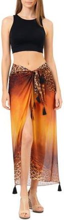 Ranee&rsquo;s Animal Print Long Sarong in Orange at Nordstrom Rack