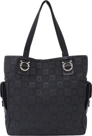 Ferragamo Black Canvas Tote Bag (Pre-Owned)
