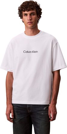 Calvin Klein Mens SS RLXD Standard Logo CREWNK TEE Tees, White (Bright White), S