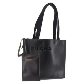 Prada Vintage Leather Black Leather Handbag (Pre-Owned)