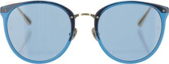 Linda Farrow Ronde Frame Zonnebril met UV-bescherming - Dames - Zonnebrillen - Blauw - ONE Size - Accessoires