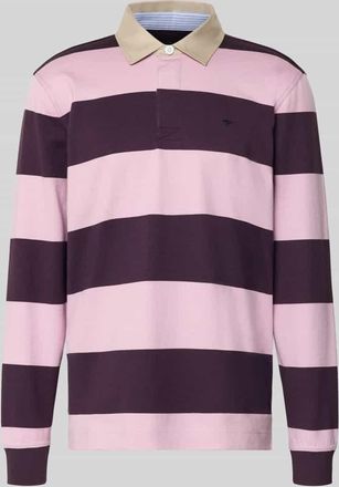 Fynch-Hatton Fynch-Hatton Regular Fit Poloshirt mit Streifenmuster und Label-Stitching in Aubergine, Gr&ouml;&szlig;e 3XL