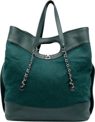 Chanel Pre-owned Quilted Tote Bag - Dames - Vintage Shopper - Groen - ONE Size - Vintage