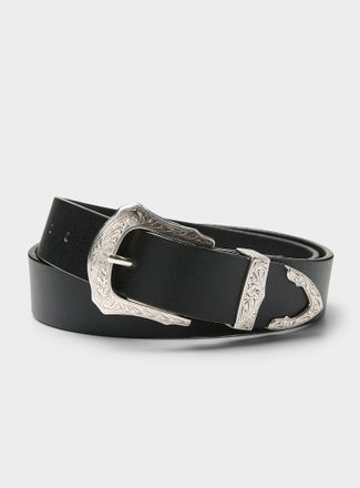 Le 31 Mens Patterned-buckle Western belt