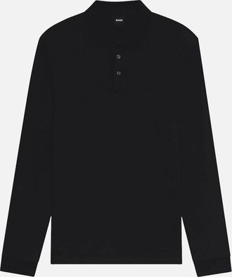 HUGO BOSS Mens Pado 30 Long Sleeve Black Polo Shirt - Size: 38