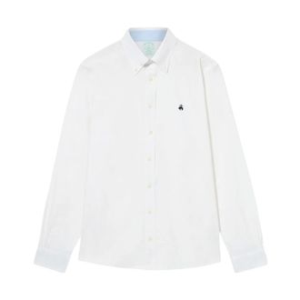 Brooks Brothers Slim Fit Oxford Non-Iron Button Down Shirt - Heren - Casual Overhemden - Wit - 2XL - Katoen - Overhemden