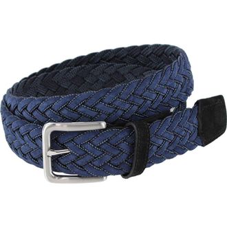 Trafalgar Store Apollo Italian Braided Suede Versatile Belt in Navy at Nordstrom, Size 42