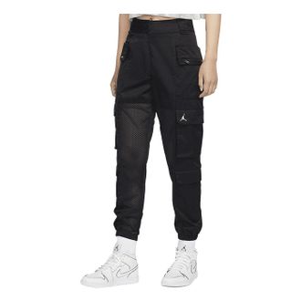 Air Jordan (WMNS) Air Jordan Heatwave Utility Contrasting Colors Multiple Pockets Mesh Casual Long Pants/Trousers Black DD0281-010