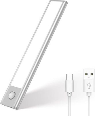 OEM L&aacute;mpara Led Para Armario Con Sensor De Movimiento 20 Cm, Iluminaci&oacute;n Recargable Debajo Armarios, Luz Blanca Fr&iacute;a Regulable 6500 K, Recargable Usb