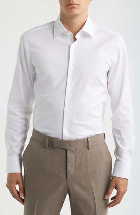 BOSS Hank Slim Fit Stretch Cotton Dress Shirt in White at Nordstrom, Size 14.5